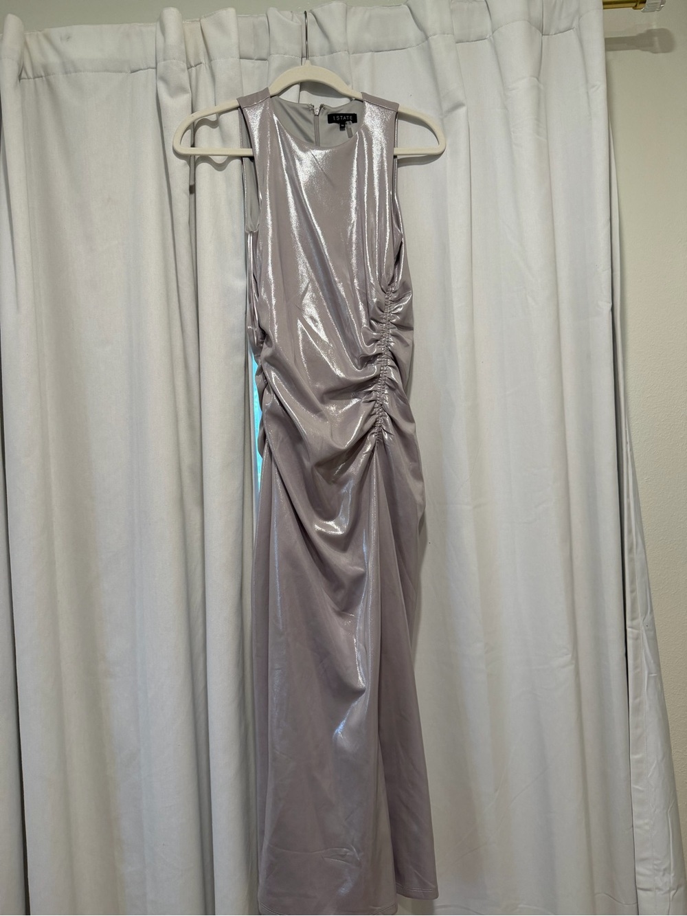 Sleeveless Metallic Ruched Maxi Dress - Silver by Lulus